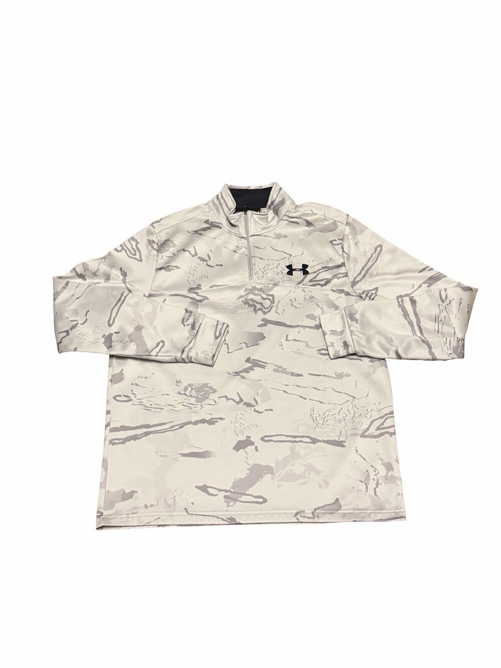 Size Large Under Armour Snow Camo White 1/4 Zip Loose Fit Long Sleeve